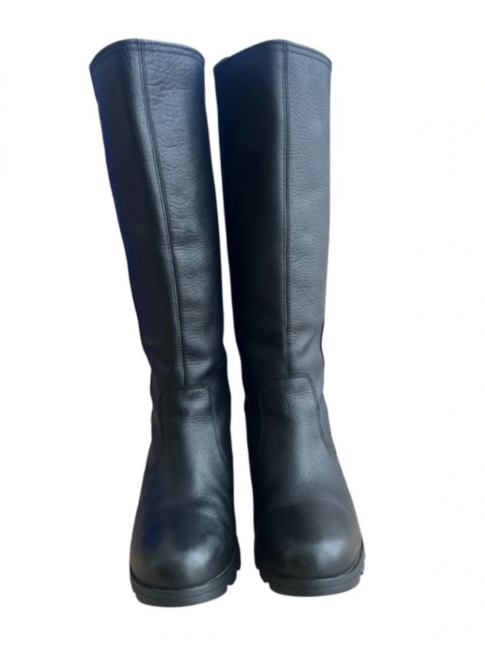 SOREL Emelie Tall Waterproof Leather Riding Boots Black Women 7 Adjustable Calf